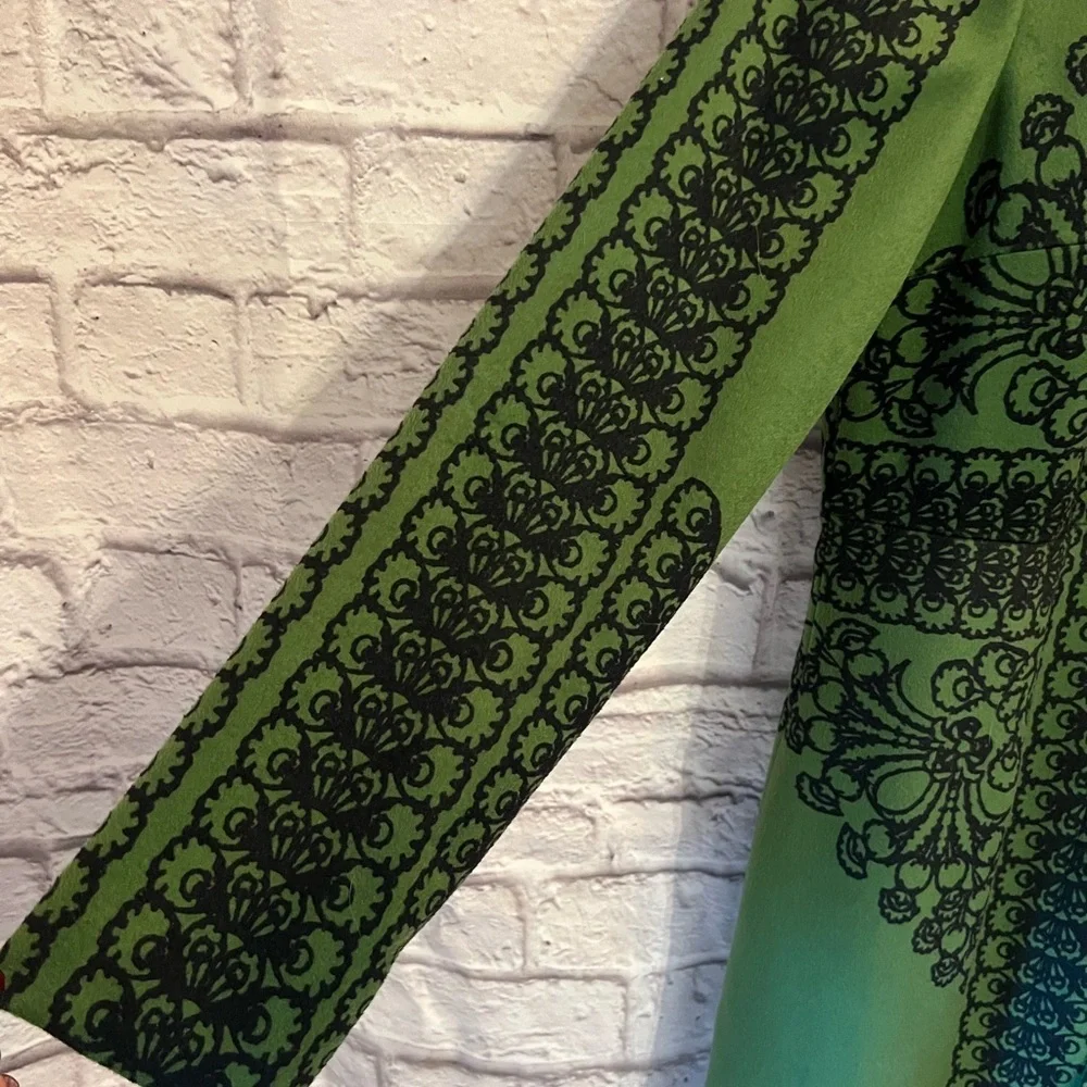 Plenty by Tracy Reese NWT size 4  button up Jacket. Green with navy  blue lining - Picture 7 of 14